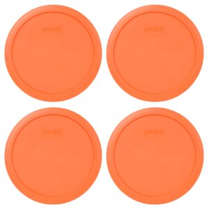 pyrex 7402-pc 6/7 cup orange round plastic food storage lid - 4 pack made in the usa