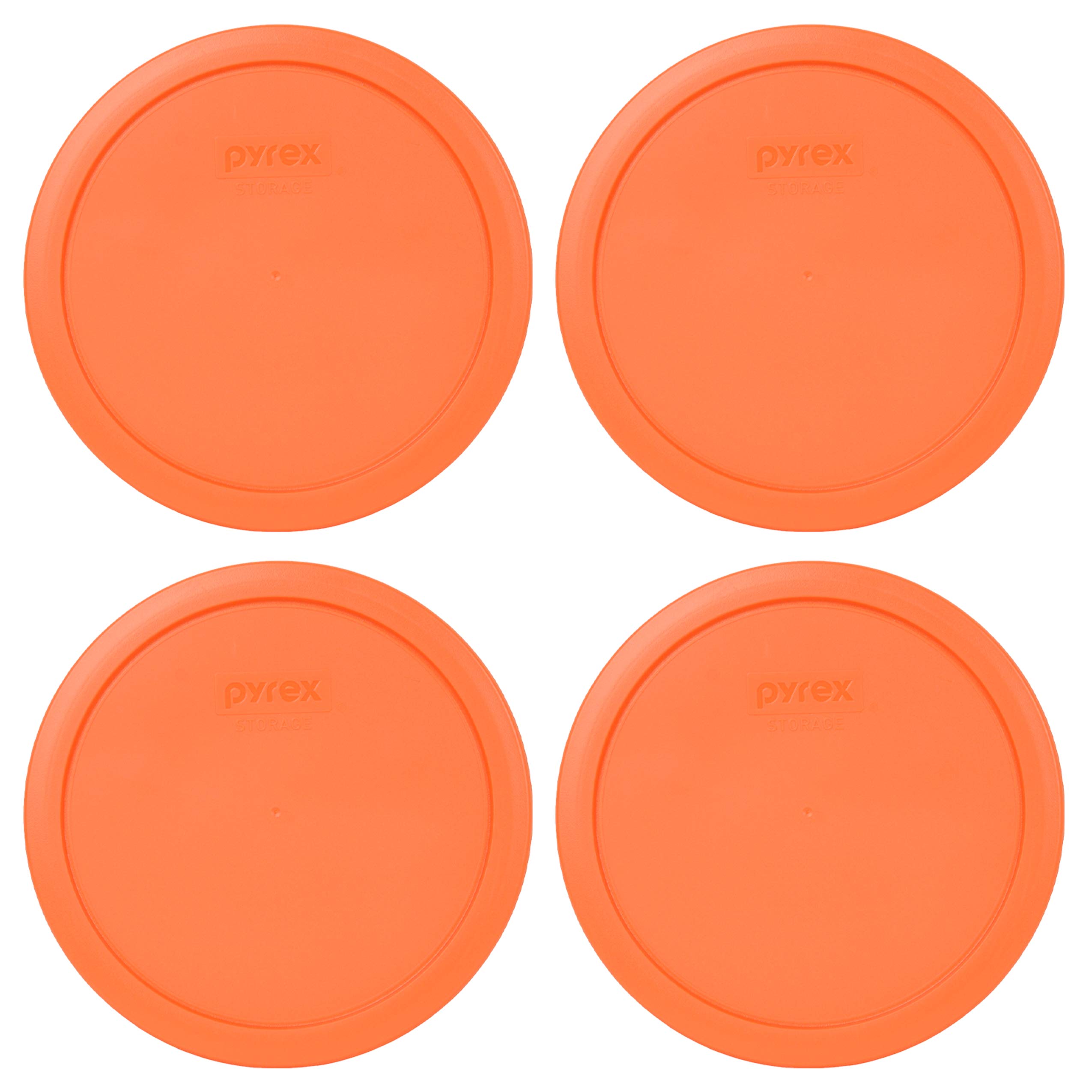 Pyrex 7402-PC 6/7 Cup Orange Round Plastic Food Storage Lid - 4 Pack Made in the USA