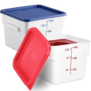 cusinium 6 qt + 12 qt square white food storage container set with lids