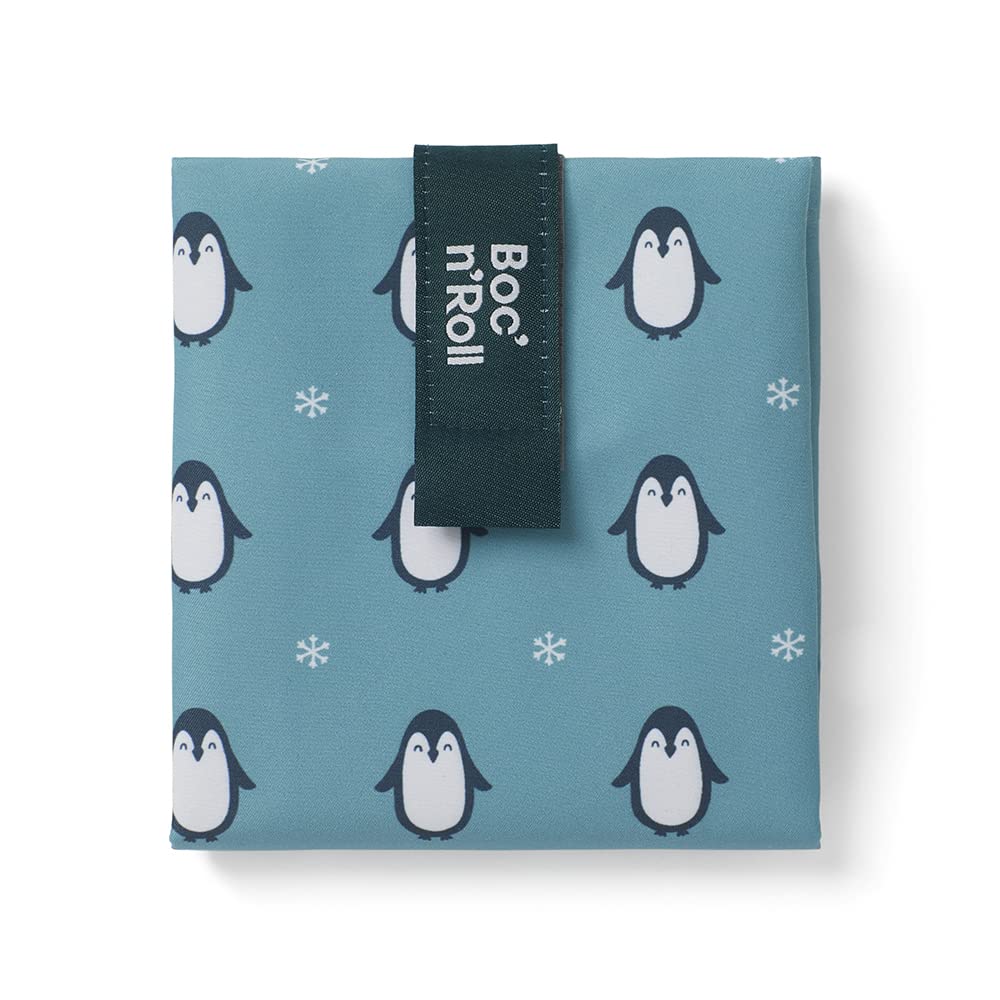 ROLL'EAT ® Boc'n'Roll Animals | Reusable Sandwich Bag | Sandwich Container | Eco Friendly Food Bag | Reusable and Washable Sandwich Wrap | Penguin Design