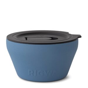 rigwa stainless steel insulated food container - hot and cold insulated bowl - vacuum sealed containers for food - bowls with lids, 20oz, blue dusk