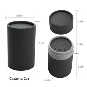 UTILE Powder Shaker Paperboard Cardboard 2 Oz Kraft Cylinder Tube with Lid – Empty Paper Sifter Containers for Storage Coffee Cosmetic Crafts (Black, 2 Pack)