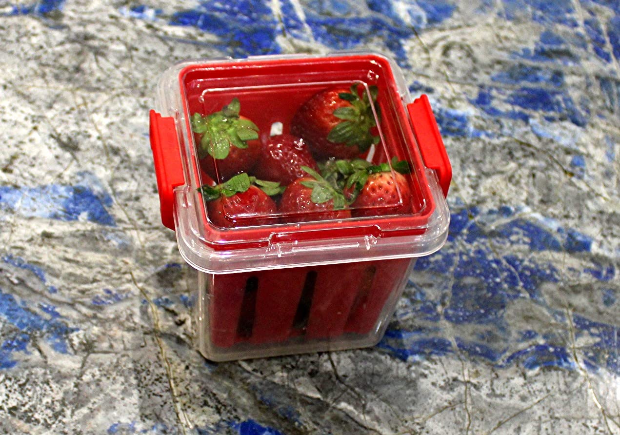 Fruit and Vegetable Saver Storage Basket Strawberries Blueberries - Promotes Airflow and Prevents Spoilage Produce Storage Container with Lid BPA-FREE