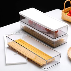 Set of 2 Pcs Clear Plastic Pasta Storage Containers with Lid, Rectangular Spaghetti Storage Containers, for Kitchen Pantry Organization