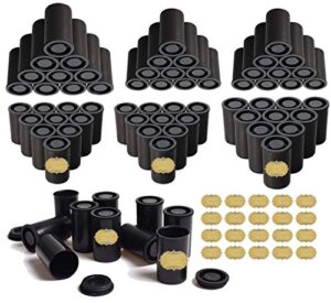 70 pcs film canister with caps and blank labels for 35mm film (black)