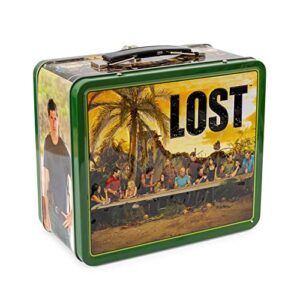 lost cast metal tin lunch box tote | 8 x 7 x 4 inches