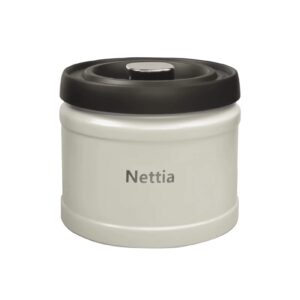 nettia coffee canister 37oz,large capacity sealed stainless steel food container, pressing to extract air type,beige, 5.2" x 5.9"