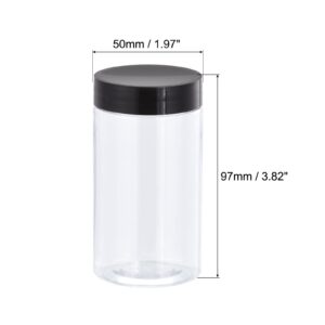 uxcell Round Plastic Jars with Black Screw Top Lid, 5oz/ 150ml Wide-mouth Clear Empty Containers for Storage, Organizing, 15Pcs