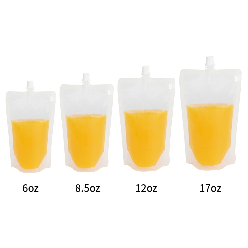 Muka 50 PCS 1.75 OZ Reusable Spouted Drink Bags, Spout Drink Pouches w/Funnel, 0.32" Spout