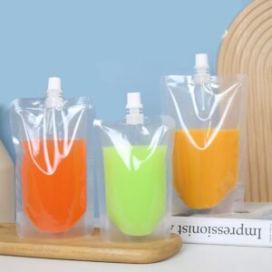 Muka 50 PCS 1.75 OZ Reusable Spouted Drink Bags, Spout Drink Pouches w/Funnel, 0.32" Spout