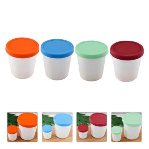 Angoily 4pcs Ice Cream Containers with Silicone Lids Freezer Food Storage Containers Tubs Dessert Container Leakproof Ice Cream Pint Cup For Homemade Ice Cream (3.14X2.63 Inch)