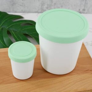 Angoily 4pcs Ice Cream Containers with Silicone Lids Freezer Food Storage Containers Tubs Dessert Container Leakproof Ice Cream Pint Cup For Homemade Ice Cream (3.14X2.63 Inch)