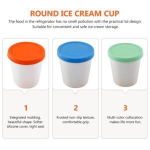 Angoily 4pcs Ice Cream Containers with Silicone Lids Freezer Food Storage Containers Tubs Dessert Container Leakproof Ice Cream Pint Cup For Homemade Ice Cream (3.14X2.63 Inch)