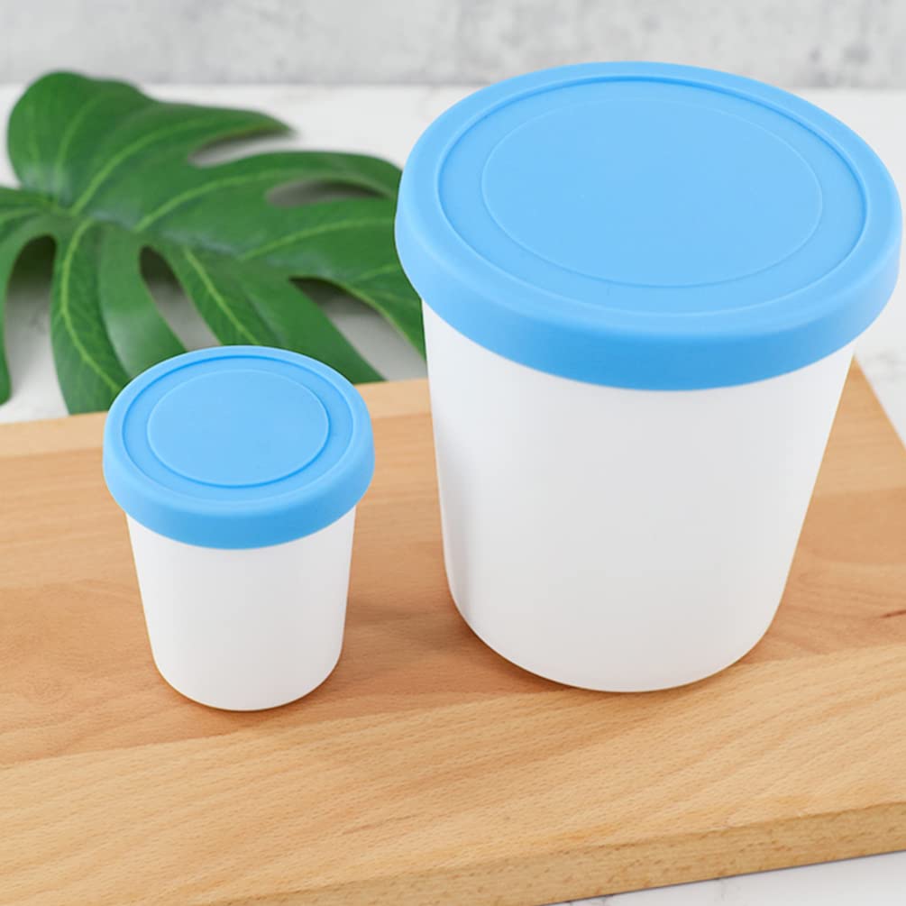 Angoily 4pcs Ice Cream Containers with Silicone Lids Freezer Food Storage Containers Tubs Dessert Container Leakproof Ice Cream Pint Cup For Homemade Ice Cream (3.14X2.63 Inch)