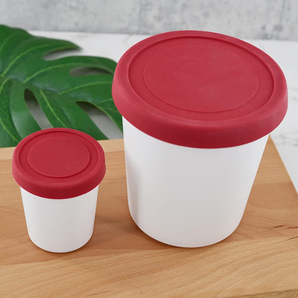 Angoily 4pcs Ice Cream Containers with Silicone Lids Freezer Food Storage Containers Tubs Dessert Container Leakproof Ice Cream Pint Cup For Homemade Ice Cream (3.14X2.63 Inch)