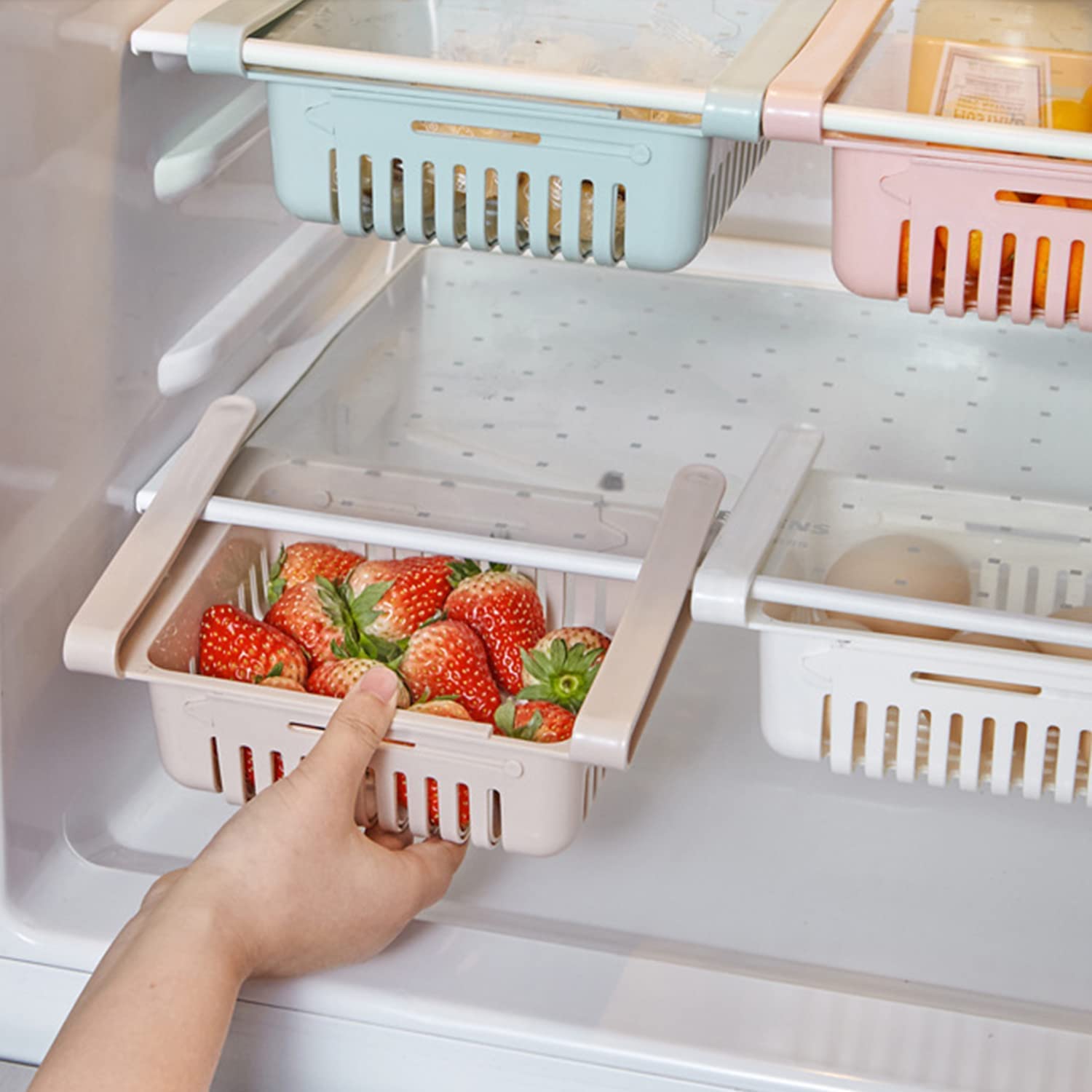 Fridge Organizer Storage Refrigerator Pull Drawer Under Shelf Fridge Organizer Box Kitchen Food Space Saver Shelf