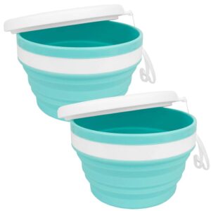cartints collapsible bowls with lids silicone food storage containers collapsible camping bowls silicone lunch containers, ideal for travel and camping, 32oz/950ml(blue)