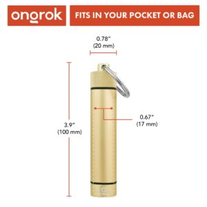 ONGROK Premium Storage Tube, Keychain, Pocket-Sized, Airtight, Aluminum Metal Holder and Case (Gold)