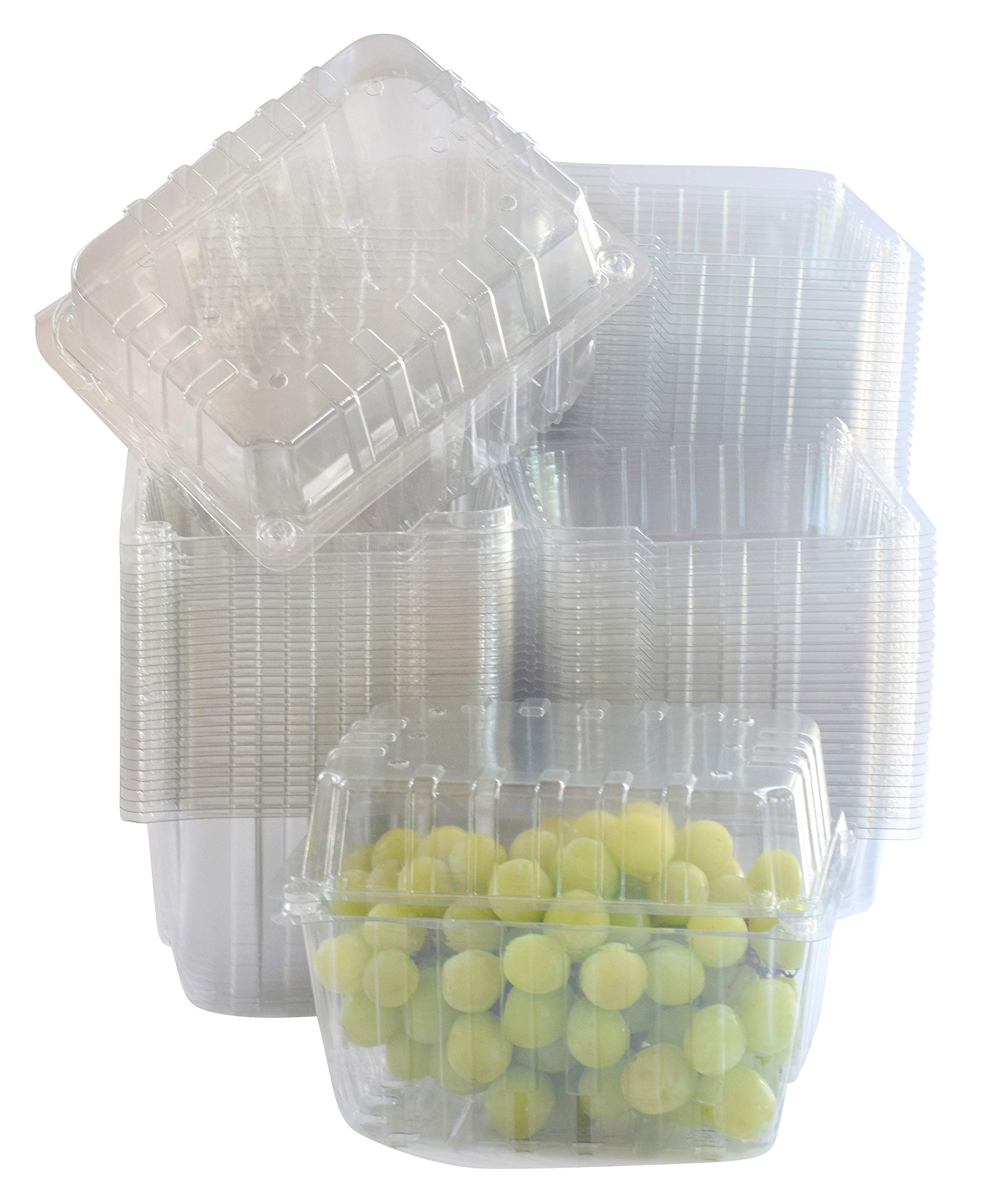 75 Pack - Quart Berry/Produce Basket - Vented Plastic Containers - for Tomatoes, Peppers, Grapes, Clementines