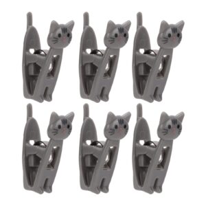 6pcs cat shaped bag clips, small cat chip clips, paper clamp, clothespin chip food storage bag seal clamp, mini multipurpose clips food sealer(gray)