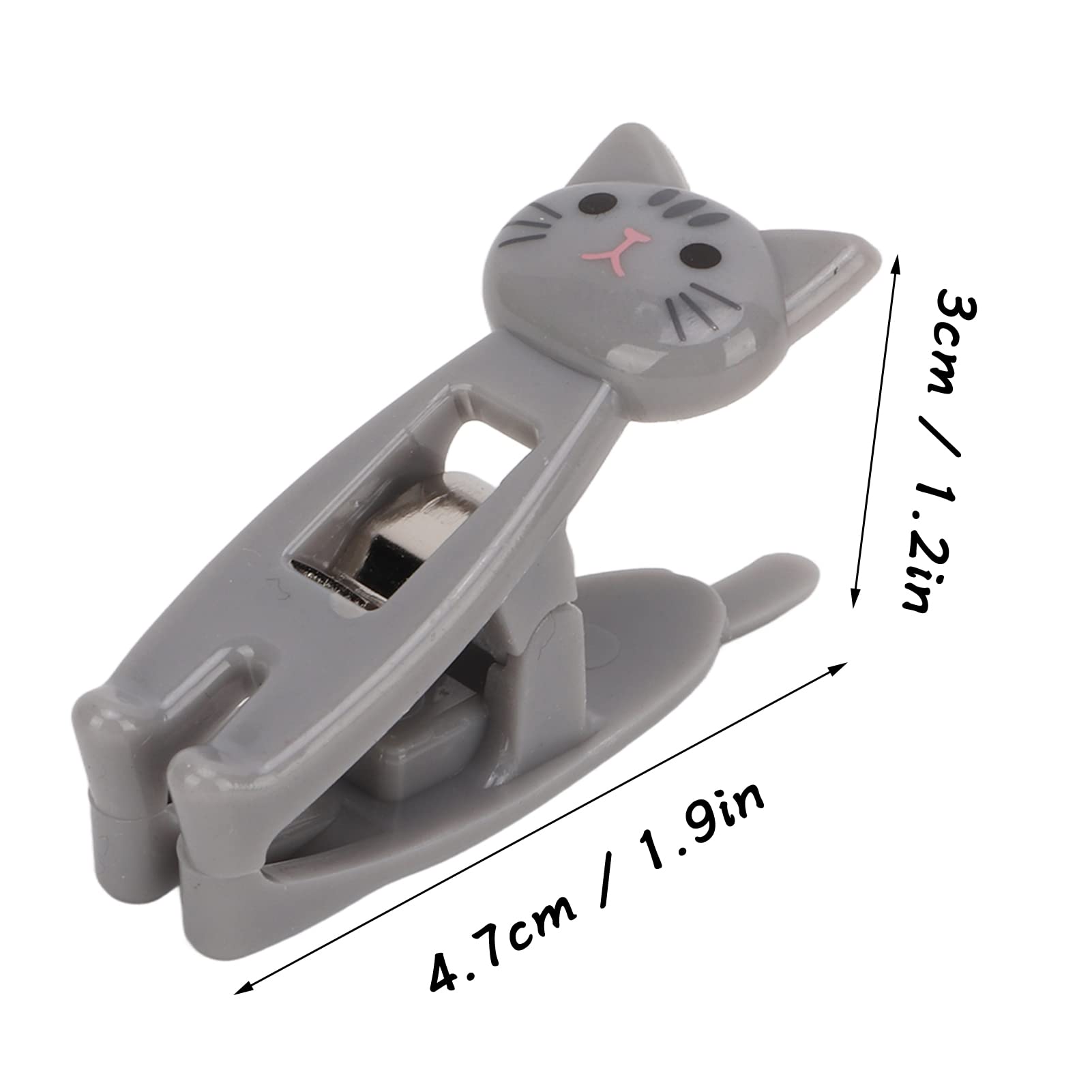 6Pcs Cat Shaped Bag Clips, Small Cat Chip Clips, Paper Clamp, Clothespin Chip Food Storage Bag Seal Clamp, Mini Multipurpose Clips Food Sealer(Gray)