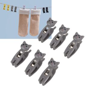 6Pcs Cat Shaped Bag Clips, Small Cat Chip Clips, Paper Clamp, Clothespin Chip Food Storage Bag Seal Clamp, Mini Multipurpose Clips Food Sealer(Gray)