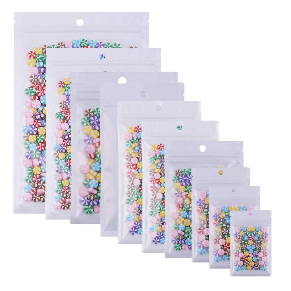 100 Flat Clear/White Mylar Zip Lock Bags w/Hang Hole 7.5x12cm (2.9x4.7")