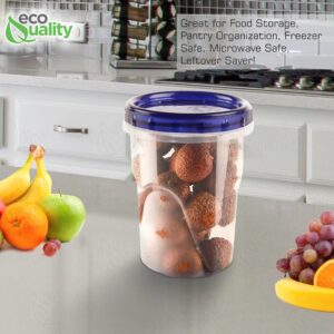 [3 PACK] 32 oz Twist Top Storage Deli Containers - Airtight Reusable Plastic Food Storage Canisters with Twist & Seal Lids, Leak-Proof - Meal Prep, Lunch, Togo, Stackable, BPA-Free Snack Containers