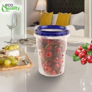 [3 PACK] 32 oz Twist Top Storage Deli Containers - Airtight Reusable Plastic Food Storage Canisters with Twist & Seal Lids, Leak-Proof - Meal Prep, Lunch, Togo, Stackable, BPA-Free Snack Containers