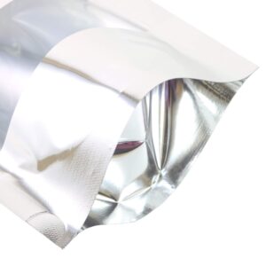 QQ Studio 100 Shiny Colored Aluminum Mylar Foil Clear Window Reclosable QuickQlick™ Stand-Up Bags (4.25" x 6.25", Silver)