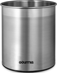 gourmia gch9345 rotating kitchen utensil holder – spinning stainless steel organizer to store cooking and serving tools - dishwasher safe, non slip bottom – use as caddy or pencil cup