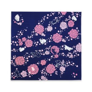 furoshiki japanese traditional wrapping cloth - 100% cotton - multi-functional bag - cherry blossom and rabbit - 35.4 x 35.4 in