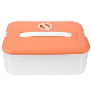 3 layer refrigerator dumpling box, stackable dumpling food containers, dumpling box bins holder with lids for refrigerator ( orange )