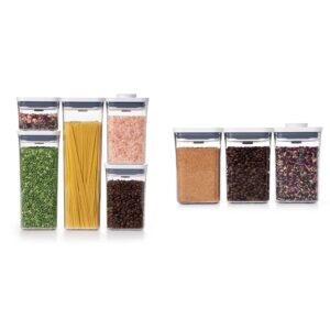 oxo good grips 5-piece pop container set and oxo good grips 3-pc small square short pop container set
