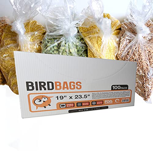 BirdBags Turkey Bags, 19” x 23.5” 100 Pack, Clear Plastic, Food Storage, Freezer, Oven, Groceries Bread