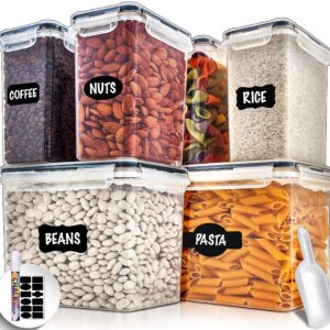 Fullstar Compact Vegetable Chopper and Storage Bins with Lids, Airtight food storage containers for Kitchen & Pantry organization. Includes Marker, Pen & Scoop (6 Pack)