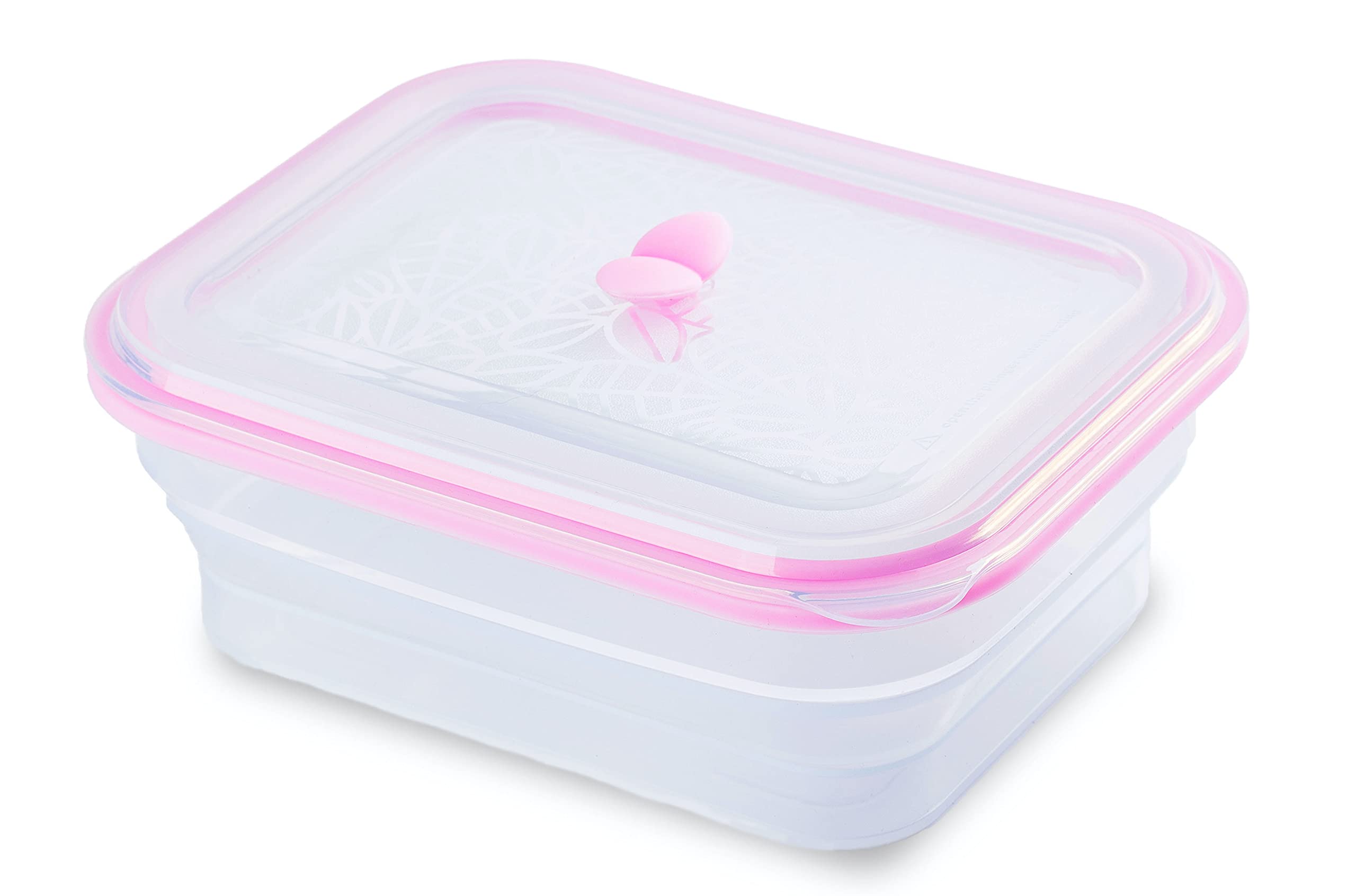 Pristain Platinum 100% Silicone Food-grade Plastic-free Collapsible Container- Microwave-safe, Dishwasher-safe, Environment-friendly (Orchid Pink)