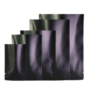 QQ Studio Clear Open Top Colored Metallic Mylar Bag (100 Pack) (Black, Open | 2.8" x 3.9")