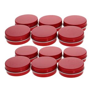 othmro 12pcs 1oz metal round tins aluminum tin cans containers with screw lid, 50 * 20mm(dxh) red tin cans for salve, spices, lip balm, tea or candies 30ml