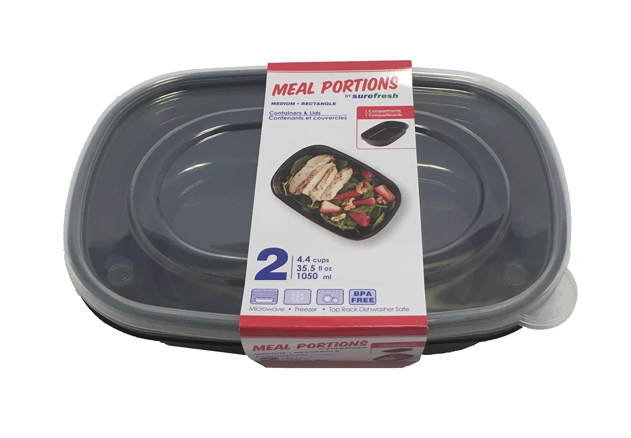 Medium rectangle container & lid 4.4 cup (2-pack)
