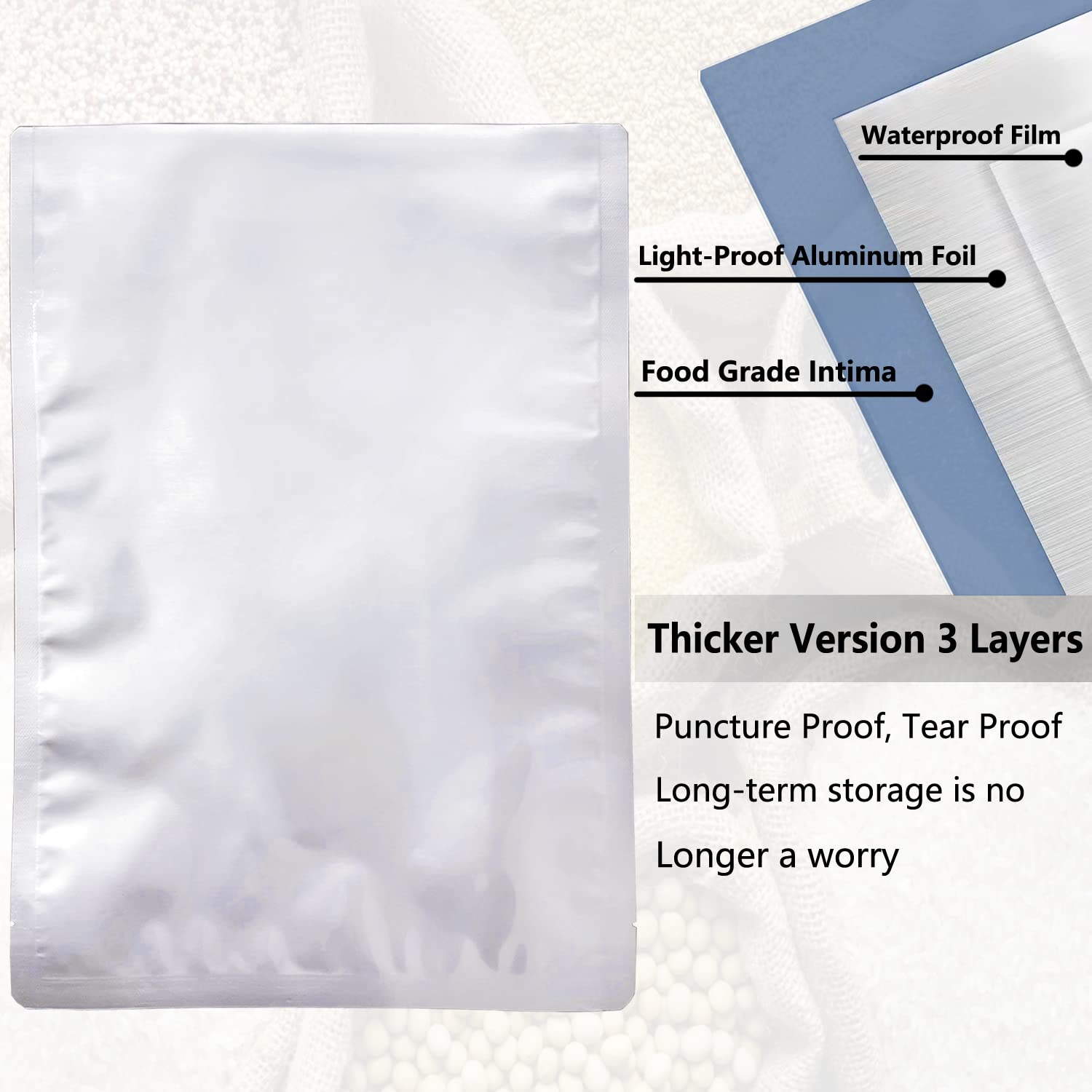 100 PCS 1Gallon Mylar Bags For Food Storage, Mylar Bags With Oxygen Absorbers - 300CC×100, Large Aluminum Mylar Bags - 15"x10"