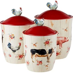 Certified International Farmhouse 3 pc. Canister Set Servware, Serving Acessories, Multicolred