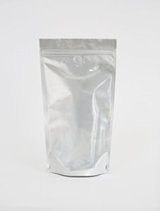 silver/clear mylar stand up bags pouches with zipper 6.5 x 11.5 x 3.5 inches (16 oz) 100 pcs