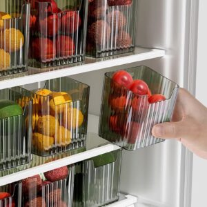 typutomi 3 pcs fridge side door storage containers, refrigerator organizer bins plastic food fresh storage box for fridge, counter, cabinet, pantry(green)