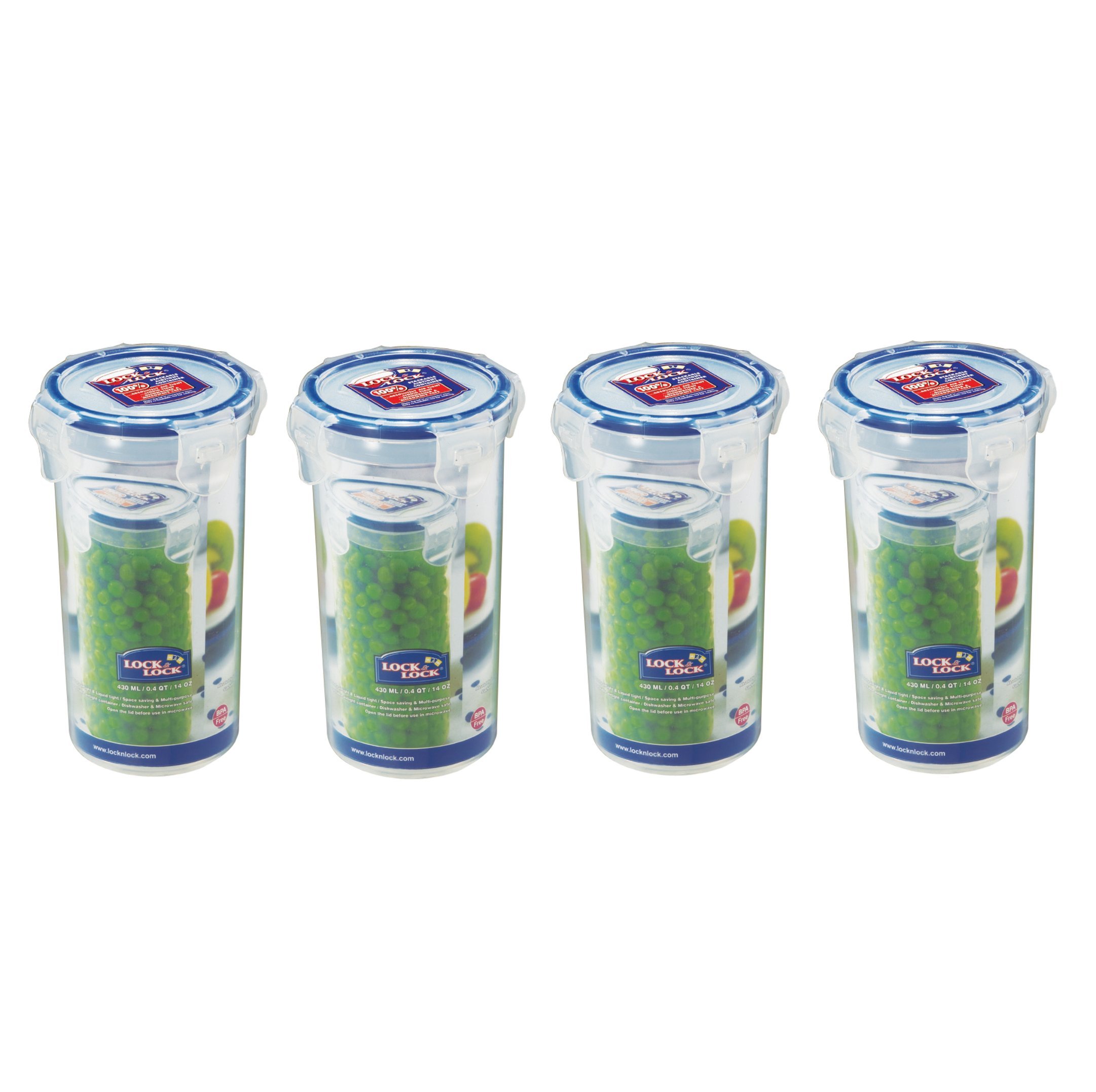 Lock & Lock, No BPA, Water Tight, Food Container, 1.8-cup, 14-oz, Pack of 4, HPL931L