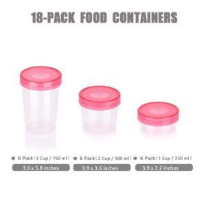 Tauno Easy Lock & Open Food Storage Containers | Plastic Food Jars Screw-On Lids | Twist and Seal Top, BPA Free | 18 Pack 36 Cup Total