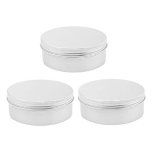 othmro 3pcs 6.8oz metal round tins aluminum tin cans jar refillable containers 200ml tin cans tin container bottle with screw lid for salve spices lip balm tea candies silver 92×45mm