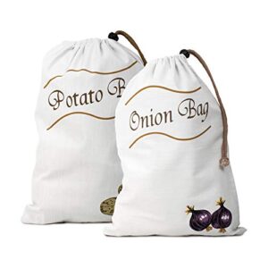 hic kitchen reusable potato and onion saver bag set, drawstring closure, set of 2