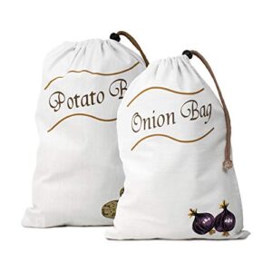 HIC Kitchen Reusable Potato and Onion Saver Bag Set, Drawstring Closure, Set of 2