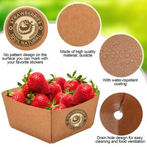 100 Pieces Large Size Berry Baskets 6 Inches Strong Kraft Paper Strawberry Baskets Berry Containers Box for Fruit Food Market Grocery Stores Backyard Party Farmer Market Supplies, Brown